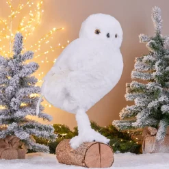 Gufo di Natale (H49 cm) Givrous Bianco