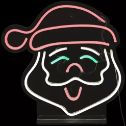 Insegna luminosa USB (H35 cm) Neon Testa di Babbo Natale Multicolore