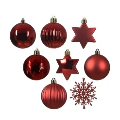 Kit di addobbi per albero di Natale (40 pezzi) Cristallo Rosso