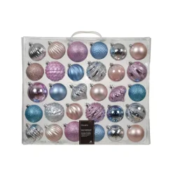 Kit di decorazione per albero di Natale Agéna Blu ghiaccio, argento e rosa