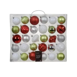 Kit di decorazione per albero di Natale Agéna Verde tea, bianco e rosso