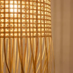 Lampada a sospensione con frange in bambù (H85 cm) Maoki Naturale