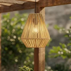 Lampada a sospensione da giardino a batteria con 15 LED (H27 cm) Messya Naturale