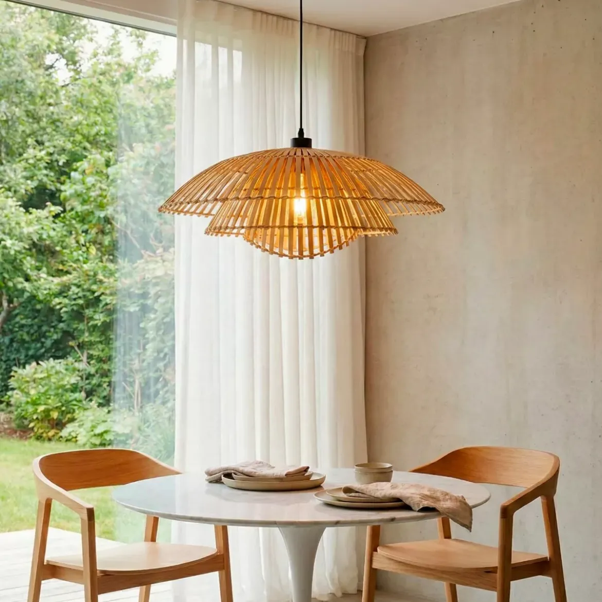 Lampada a sospensione desgin in bambù (D60 cm) Zeyno Naturale