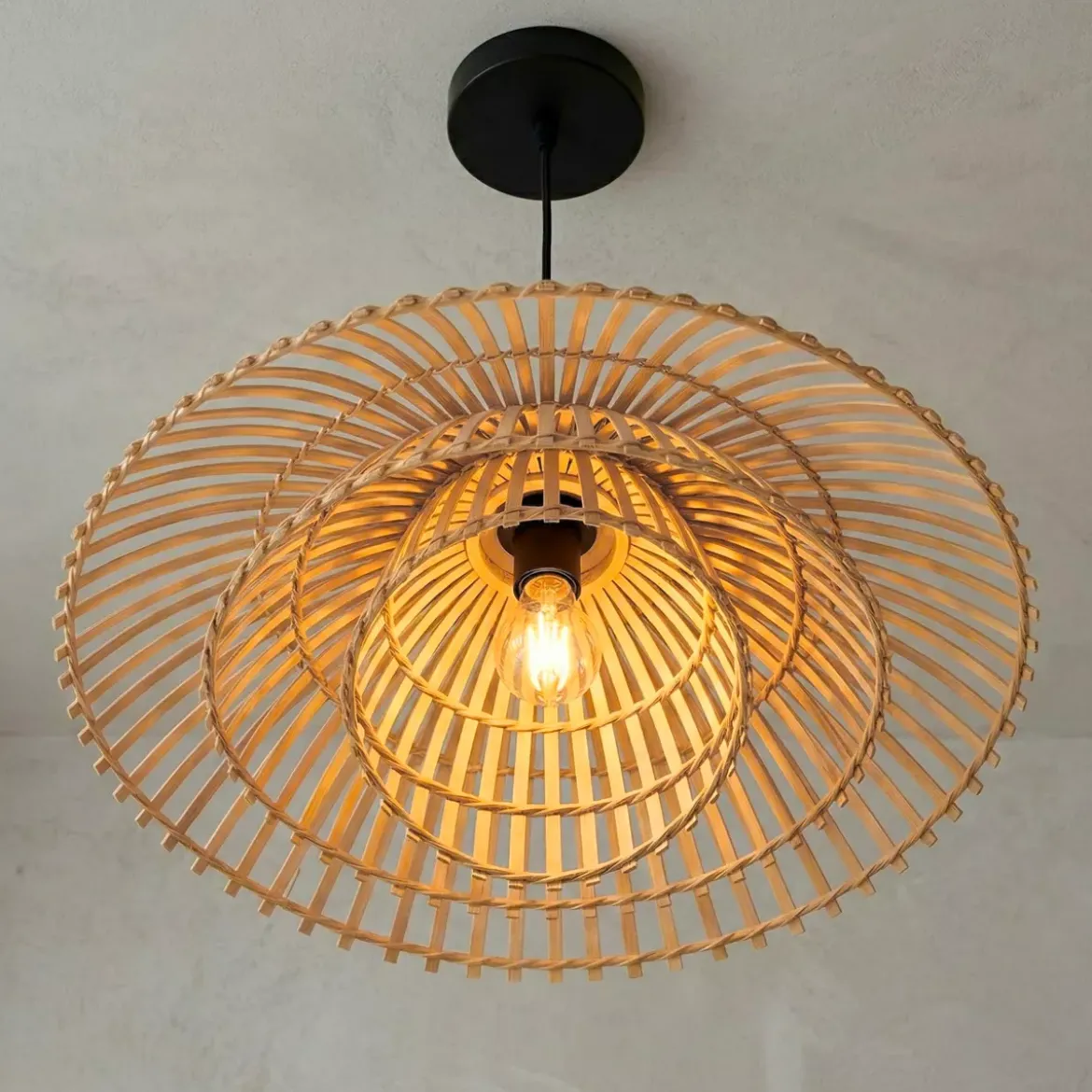 Lampada a sospensione desgin in bambù (D60 cm) Zeyno Naturale