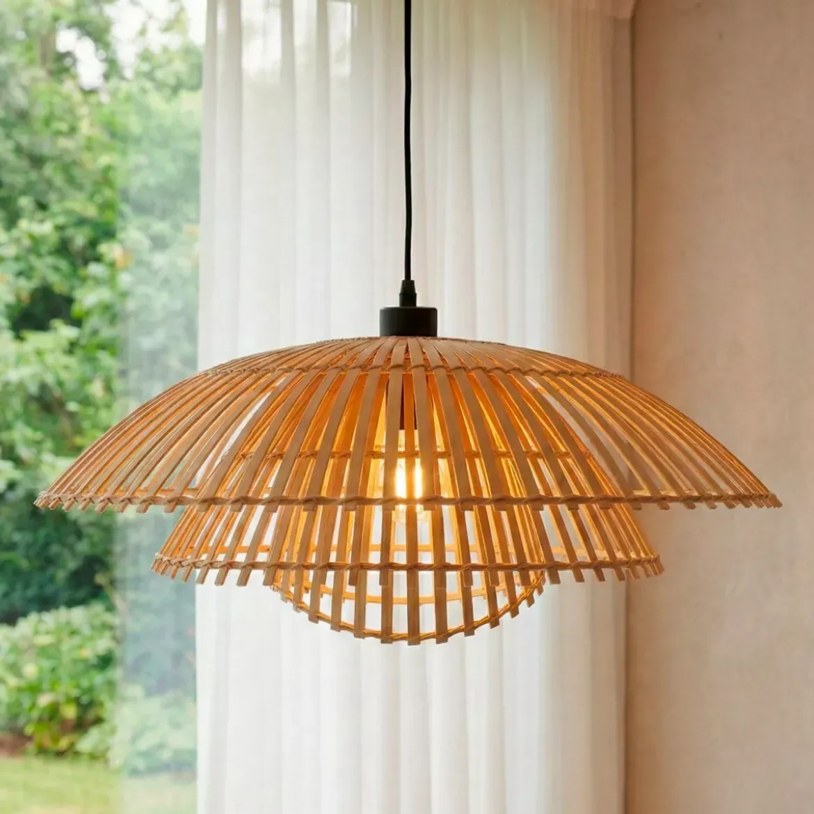 Lampada a sospensione desgin in bambù (D60 cm) Zeyno Naturale