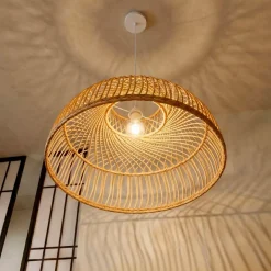 Lampada a sospensione in bambù traforato (D60 cm) Riviera Naturale