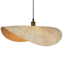 Lampada a sospensione in bambù inrecciato (D60 cm) Calvià Naturale