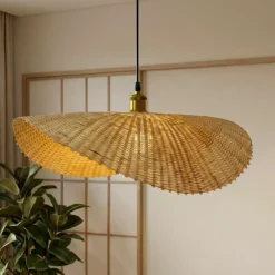 Lampada a sospensione in bambù inrecciato (D60 cm) Calvià Naturale
