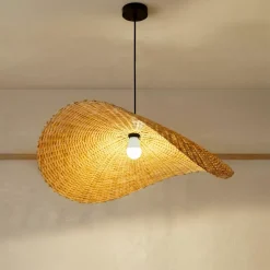 Lampada a sospensione in bambù inrecciato (D60 cm) Calvià Naturale