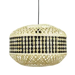 Lampada a sospensione in bambù (D45 cm) Nero e naturale