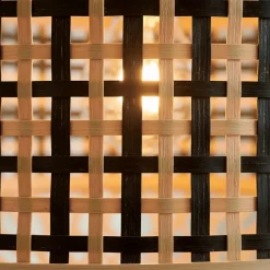 Lampada a sospensione in bambù (D45 cm) Nero e naturale