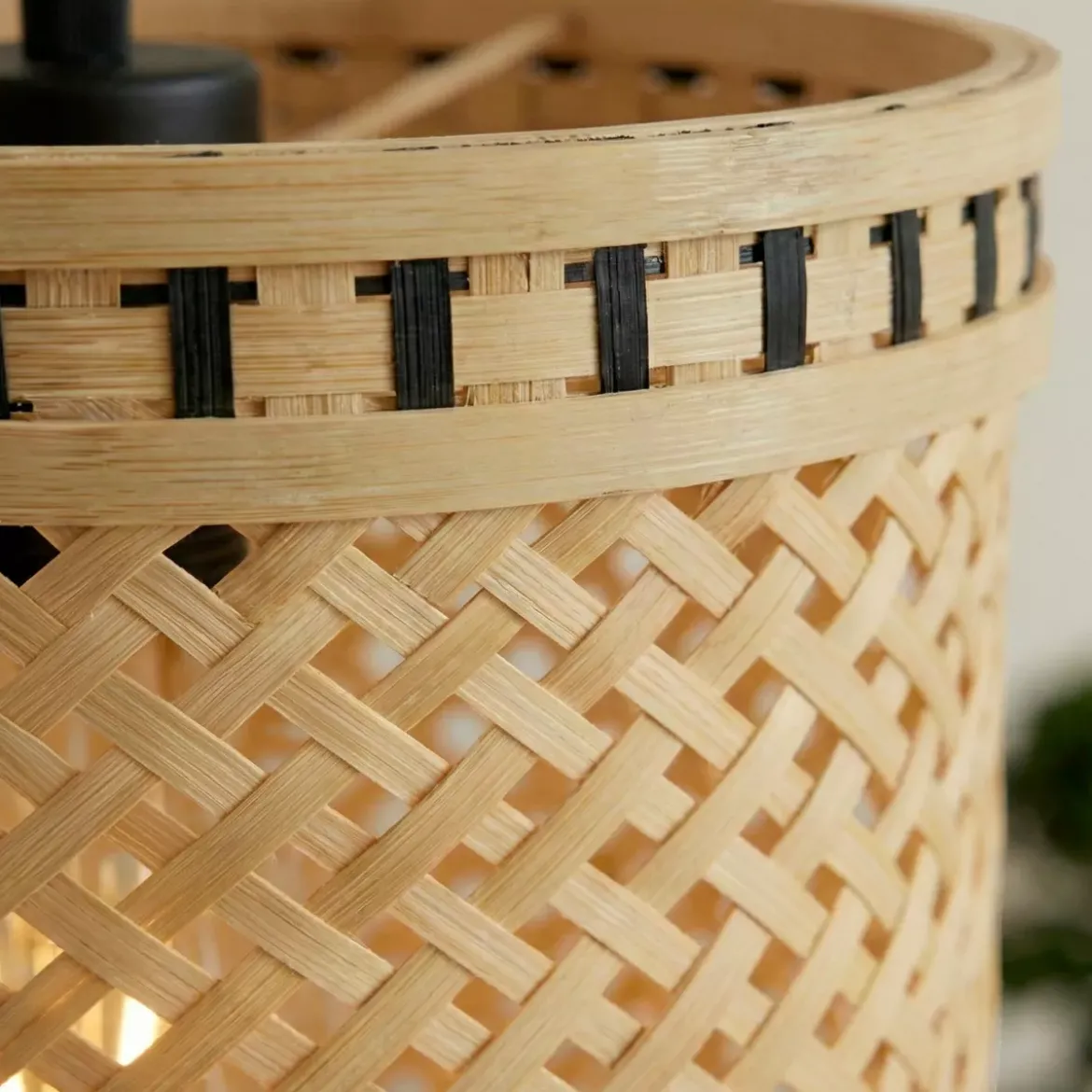 Lampada a sospensione in bambù (D40 cm) Estepona Nero e naturale