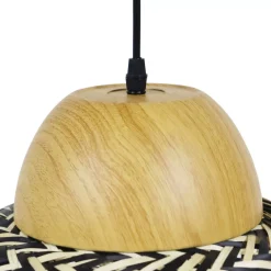 Lampada a sospensione in bambù (D40 cm) Elda Nero e naturale