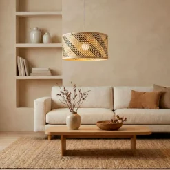 Lampada a sospensione in bambù (D50 cm) Frontera Nero e naturale