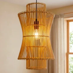 Lampada a sospensione in bambù (H52 cm) Morok Naturale