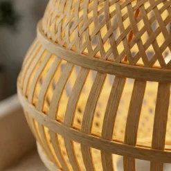 Lampada a sospensione in bambù traforata (D50 cm) Manresa Naturale