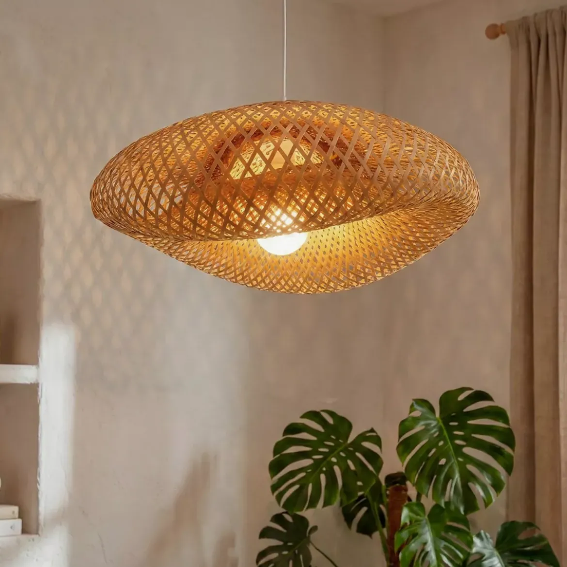 Lampada a sospensione in bambù (D50 cm) Marinaly naturale