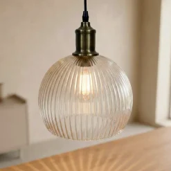 Lampada a sospensione in vetro (D30 cm) Velden Trasparente