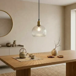 Lampada a sospensione in vetro (D30 cm) Velden Trasparente