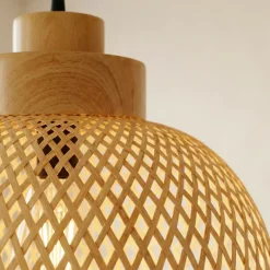Lampada a sospensione rotonda in bambù (D40 cm) Kahala Naturale