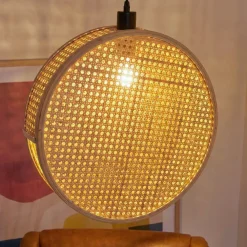 Lampada a sospensione rotonda in bambù (D40 cm) Oraya Naturale