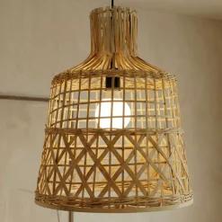 Lampada a sospensione traforata in bambù (H50 cm) Pampelune Naturale