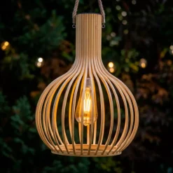 Lampada da giardino solare LED (40cm) Bambù Beige naturale