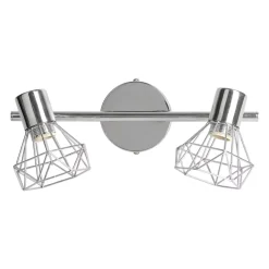Lampada da parete con 2 paralumi orientabili in metallo (30 x 16 cm) Diamond Argento