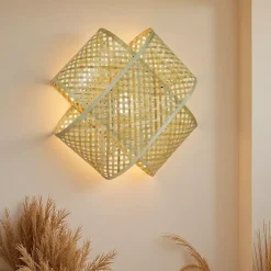 Lampada da parete in bambù (H40 cm) Palmaya Naturale