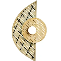 Lampada da parete in bambù (H50 cm) Ravina Nero e naturale