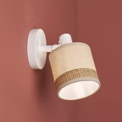 Lampada da parete orientabile metallo e rattan (10 x 17,5 cm) Bohemia Beige