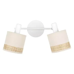 Lampada da parete 2 paralumi orientabili metallo e rattan (30 x 17 cm) Bohemia Beige