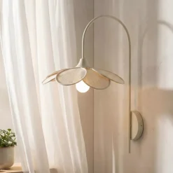 Lampada da parete petalo in tessuto (H62 cm) Alava Beige