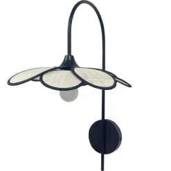 Lampada da parete petalo in tessuto (H62 cm) Alava Nero