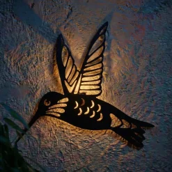 Lampada da parete solare in metallo (L31,5 cm) Colibrì Nero