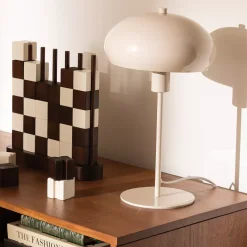 Lampada da tavolo in metallo (38 cm) Savio Beige