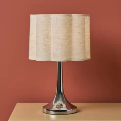 Lampada da tavolo in metallo e lino (H33 cm) Tulipano Argento