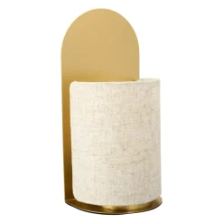 Lampada da tavolo in metallo e lino (H27 cm) Ornella Oro