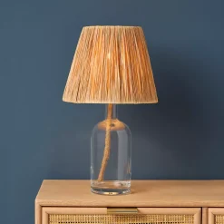 Lampada da tavolo in vetro e corde (H40 cm) Haddock Beige
