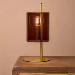 Lampada da tavolo in vetro (H34 cm) Victoria Marrone