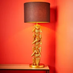 Lampada da tavolo metallo scimmia (H86,5 cm) Saggezza Oro