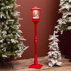 Lampada di Natale illuminata musicale e animata 10 LED (H135 cm) Neve cadente Rosso