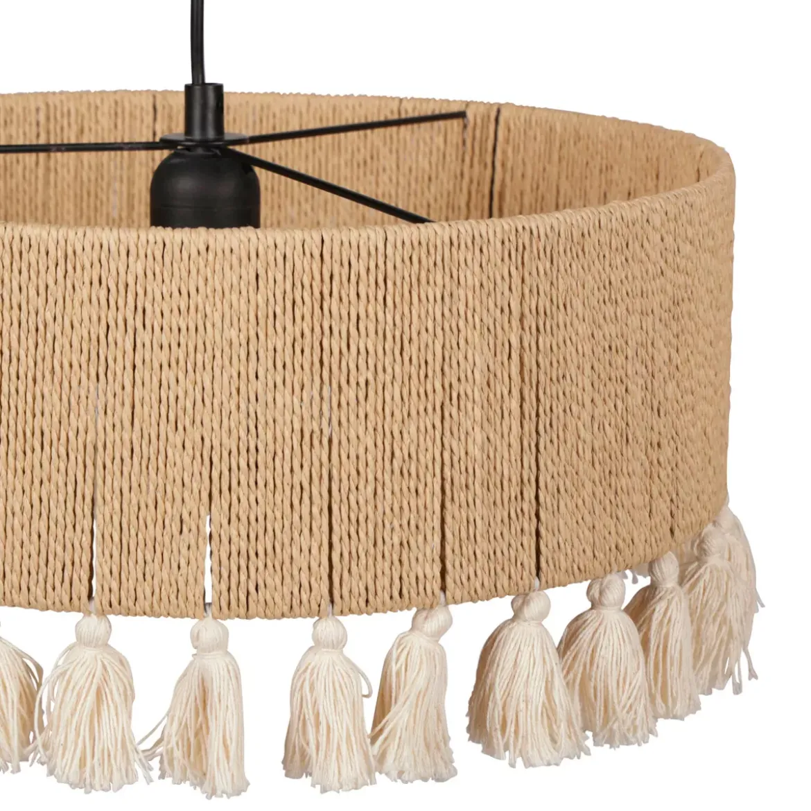 Lampadario a sospensione pon pon e corda (D35 cm) Charlotte Naturale