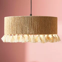 Lampadario a sospensione pon pon e corda (D35 cm) Charlotte Naturale