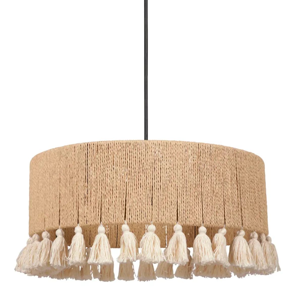 Lampadario a sospensione pon pon e corda (D35 cm) Charlotte Naturale