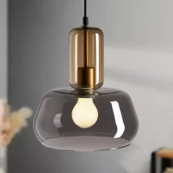 Lampadario a sospensione vetro (D24 cm) Dulcia Nero