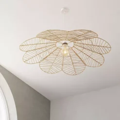 Lampadario a sospesione in corda (D98 cm) Fiore Folk Naturale