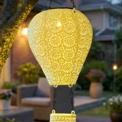 Lampada solare a sospensione per giardino LED (H56 cm) Mongolfiera Verde