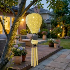 Lampada solare a sospensione per giardino LED (H56 cm) Mongolfiera Verde